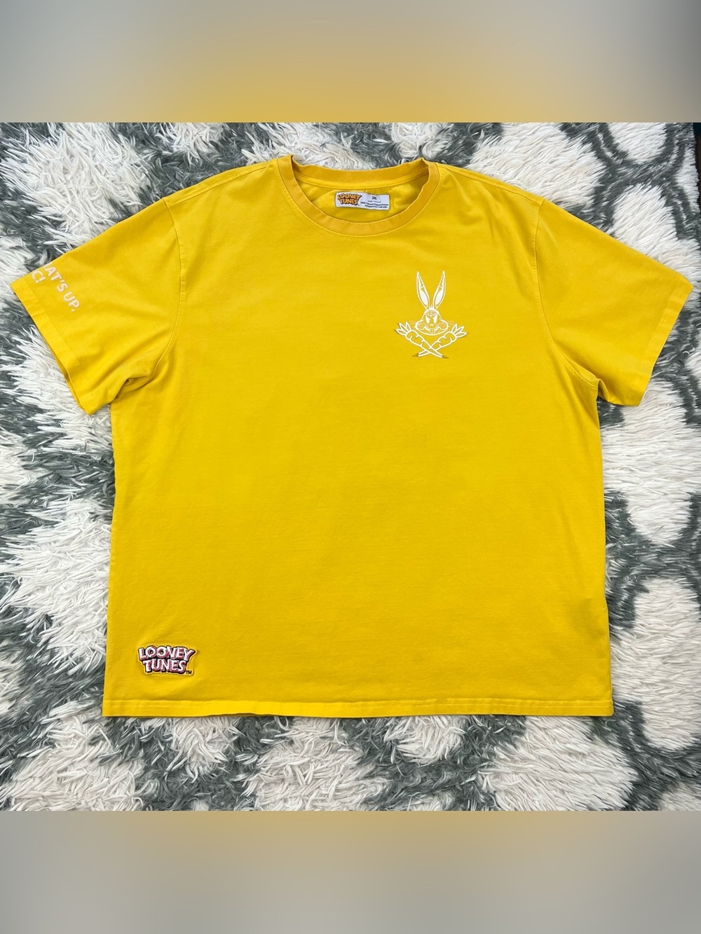 Looney Tunes Men's Yellow Bugs Bunny  Melted Skeleton T-Shirt Size 3XL